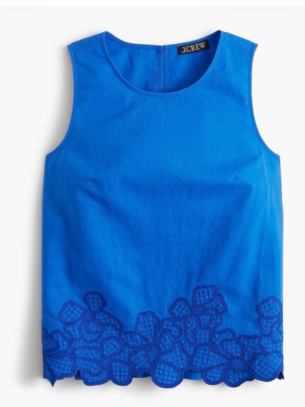 J. Crew Sleeveless Embroidered Hem Tank Top - Blue